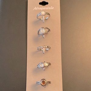 Aeropostale Silver Tone Ring Set